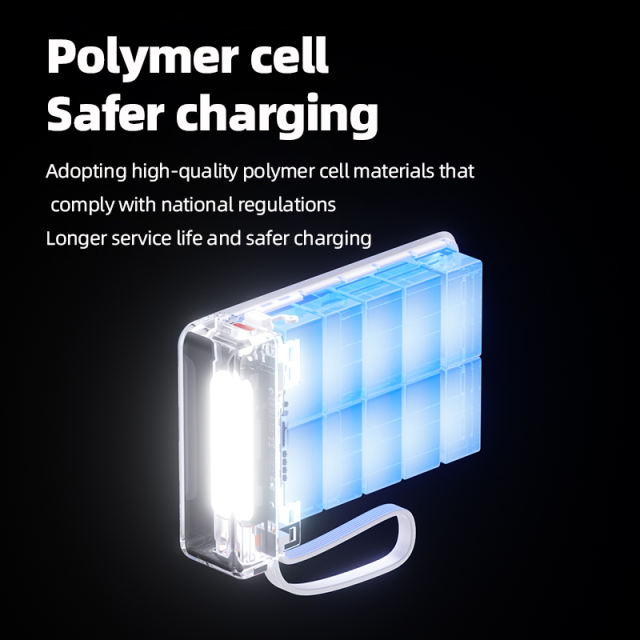 Portable Charger 10000mAh Fast Charging Small Power Bank Transparent External Battery Pack