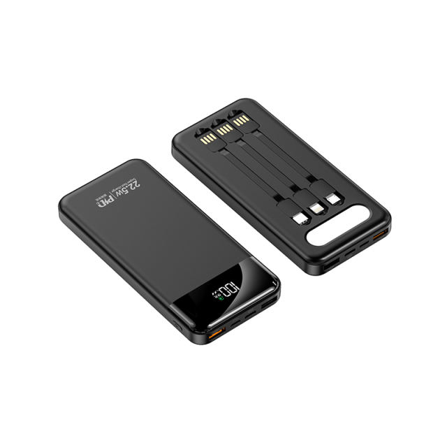 USB C Power Bank Fast Charging PD3.0 PowerBank External Battery Pack with 4 Built-in Cables