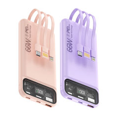 Portable Power Bank 10000mAh with Cables 22.5W Fast Charger LED Display Battery Pack Phone Charger powerbank
