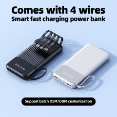 Multi-colors Fast Charging with 4 Cables Power Bank 10000mah 20000mah