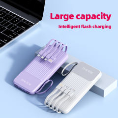 Multi-colors Fast Charging with 4 Cables Power Bank 10000mah 20000mah