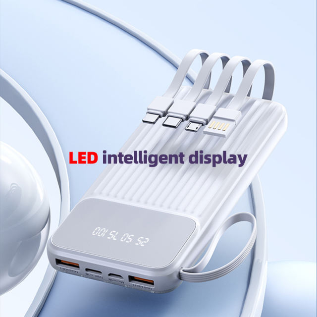 Multi-colors Fast Charging with 4 Cables Power Bank 10000mah 20000mah