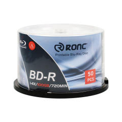 RONC BD-R 6X 25GB 50GB 100GB  Blu-ray Media White Inkjet Hub Printable Disc, Pack of 50