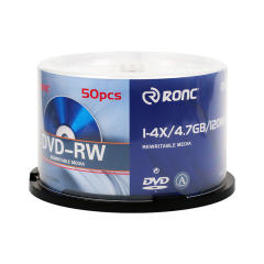 50 Pack RONC Blank DVD+RW 4X 4.7GB 120Min Branded Logo Rewritable DVD Media Disc