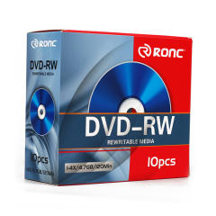50 Pack RONC Blank DVD+RW 4X 4.7GB 120Min Branded Logo Rewritable DVD Media Disc-10pcs boxes
