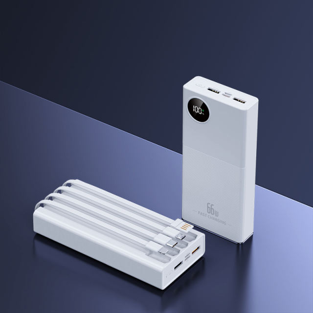 66w super fast charge built in four cables large capacities power bank