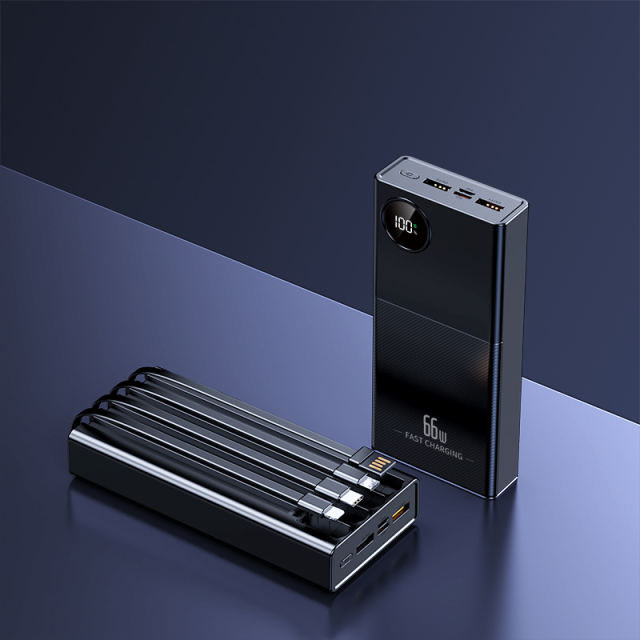 66w super fast charge built in four cables large capacities power bank