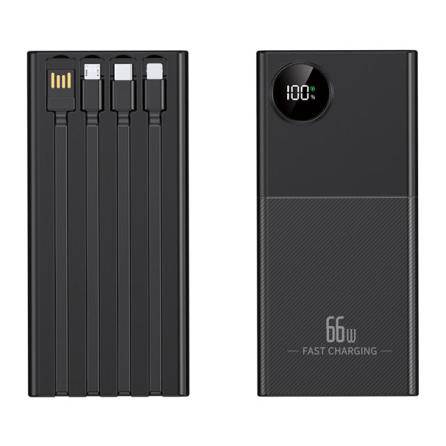 66w super fast charge built in four cables large capacities power bank
