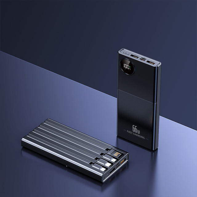 66w super fast charge built in four cables large capacities power bank