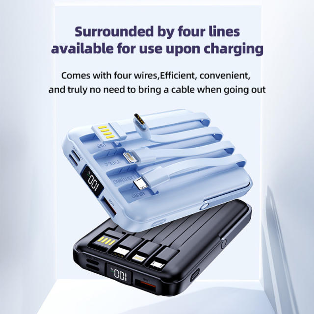 Mini transparent magnetic wireless charging，22.5W super charging built in four cables 10000mAh power bank RC-WP023