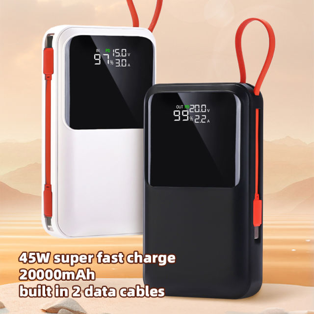 45w super fast charge 20000mAh built in 2 data cables powerbank RC-PD48