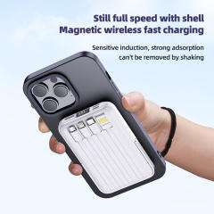 Mini transparent magnetic wireless charging，22.5W super charging built in four cables 10000mAh power bank RC-WP023