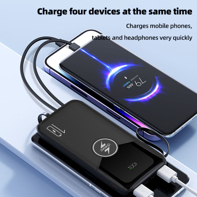 10000mAh intelligent fast charge，built in four cables power bank  RC-P154