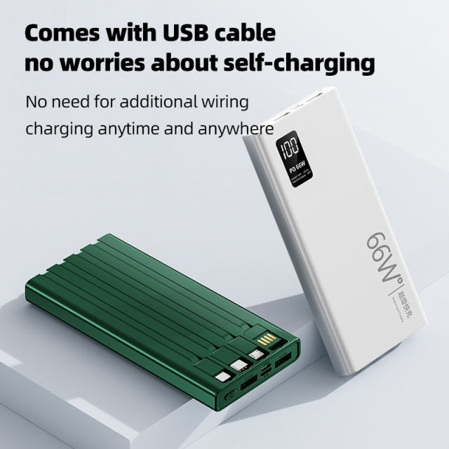 10,000mAh/20,000mAh large capacity,22.5W/66W super fast charge Built in four cables power bank