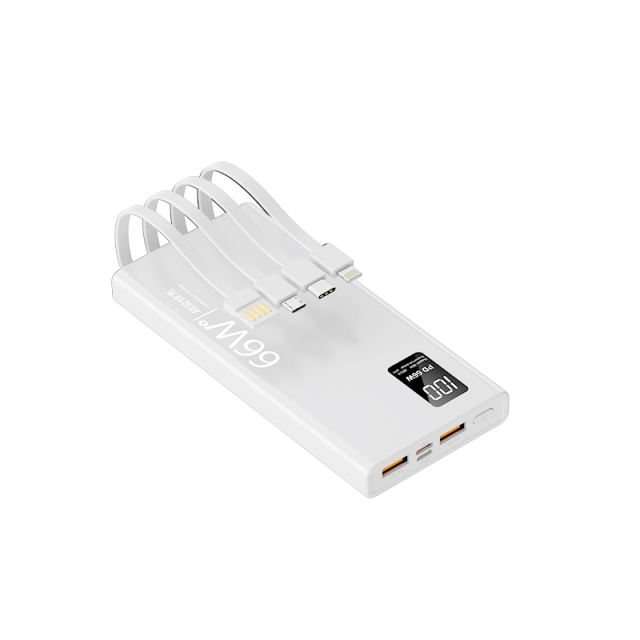 10,000mAh/20,000mAh large capacity,22.5W/66W super fast charge Built in four cables power bank
