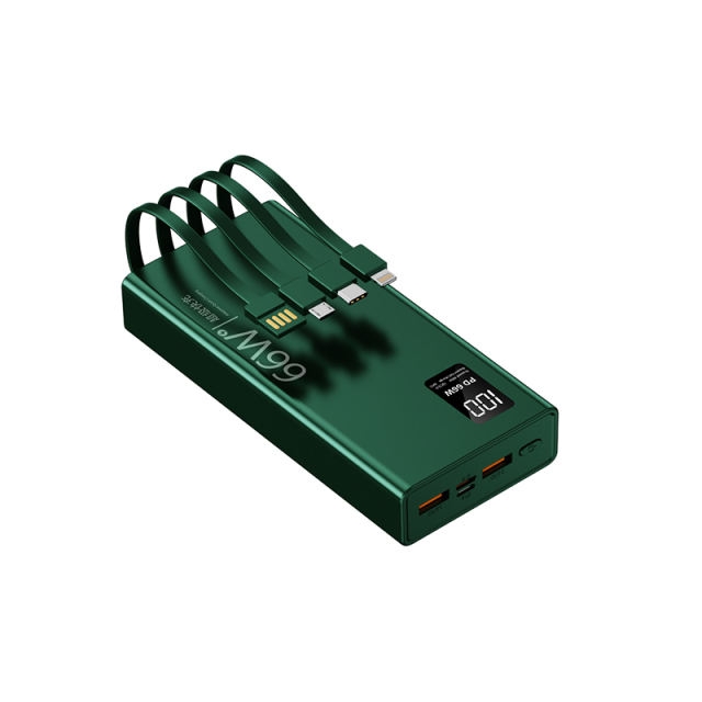 10,000mAh/20,000mAh large capacity,22.5W/66W super fast charge Built in four cables power bank