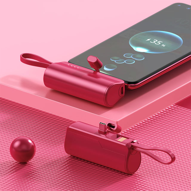 5,000mAh Mini capsule  Built-in cable tail plug Power Bank RC-GP55