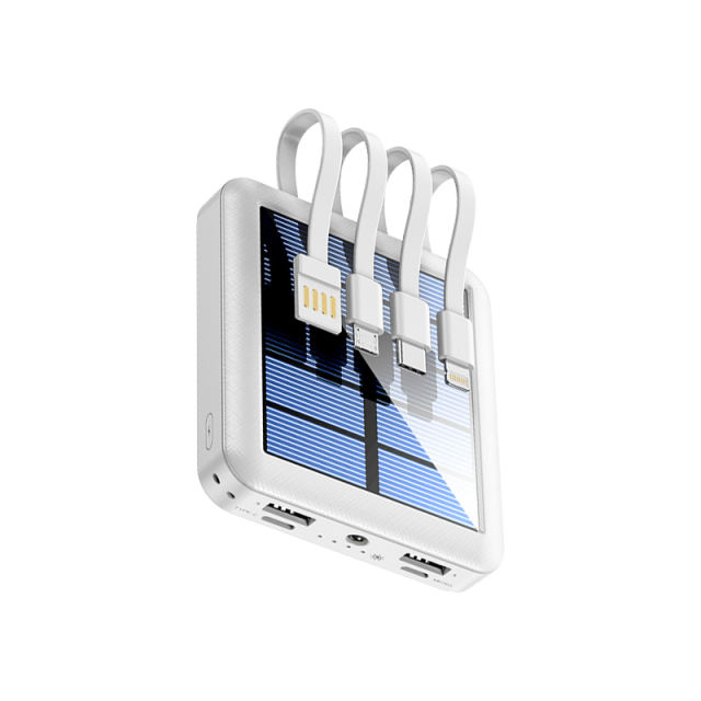 10,000mAh Solar charging Built in 4 cables mini power bank RC-P158