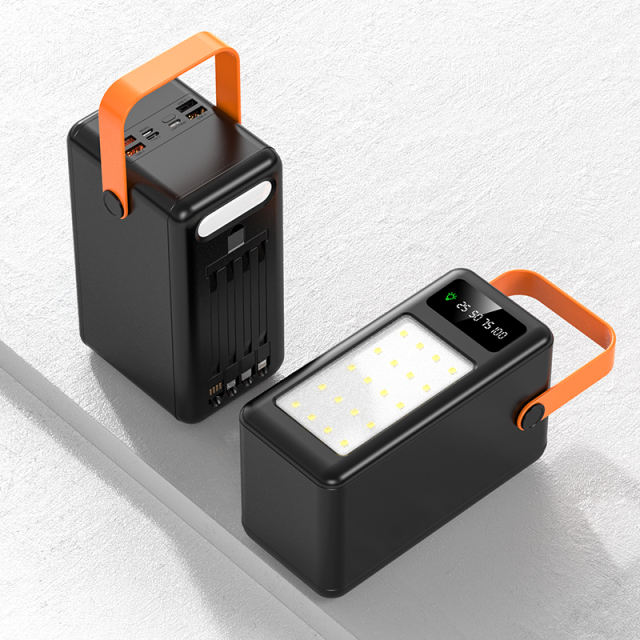 30,000~120,000mAh Large Capacity Built in 4 Cables Power Bank With Camping light RC-P306