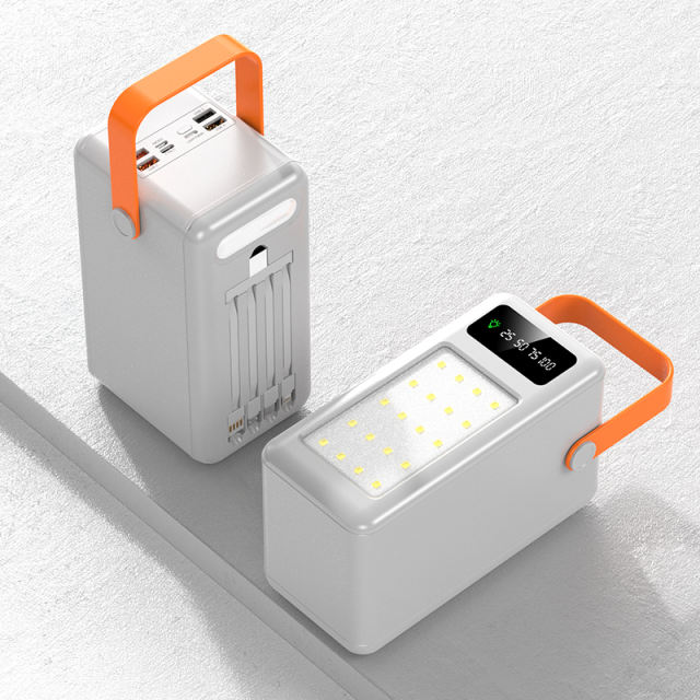 30,000~120,000mAh Large Capacity Built in 4 Cables Power Bank With Camping light RC-P306