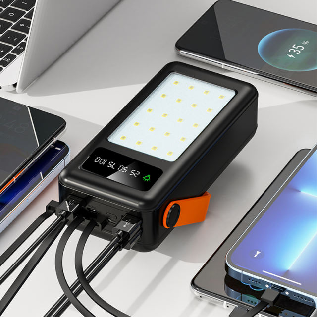 30,000~120,000mAh Large Capacity Built in 4 Cables Power Bank With Camping light RC-P306