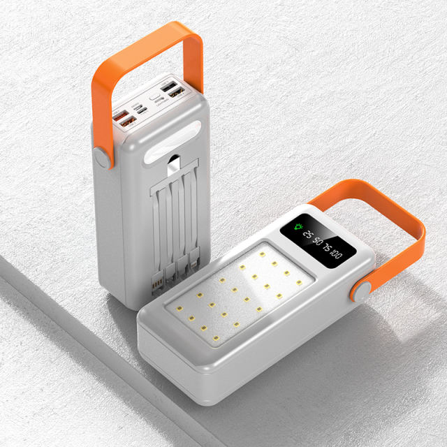 30,000~120,000mAh Large Capacity Built in 4 Cables Power Bank With Camping light RC-P306
