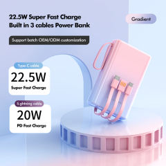 22.5W Super Fast Charge  Built in three cables Power Bank RC-PD50