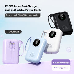 22.5W Super Fast Charge  Built in Three Cables 10,000mAh Power Bank RC-PD51
