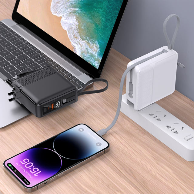 RC-PD61 Power Bank with Folding AC Plug and Built-in Cables RC-PD61