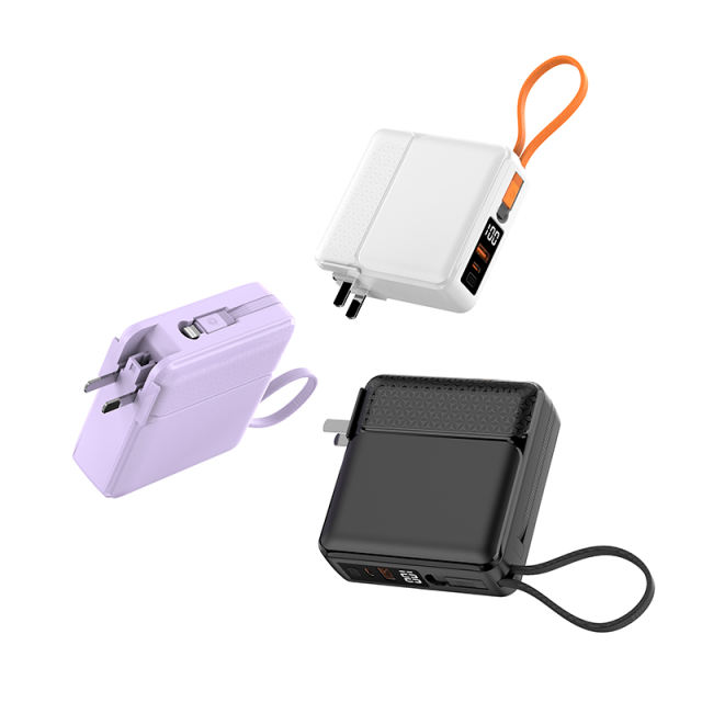 RC-PD61 Power Bank with Folding AC Plug and Built-in Cables RC-PD61