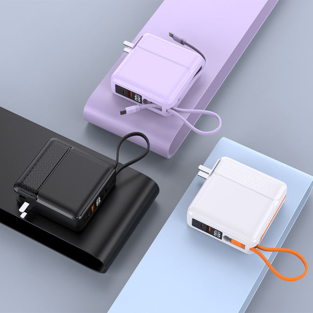 RC-PD61 Power Bank with Folding AC Plug and Built-in Cables RC-PD61