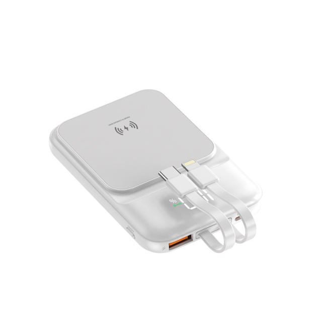 15W Magnetic Wireless Charging+22.5W super fast charging Built-in 2 Cables Mini power bank RC-WP028