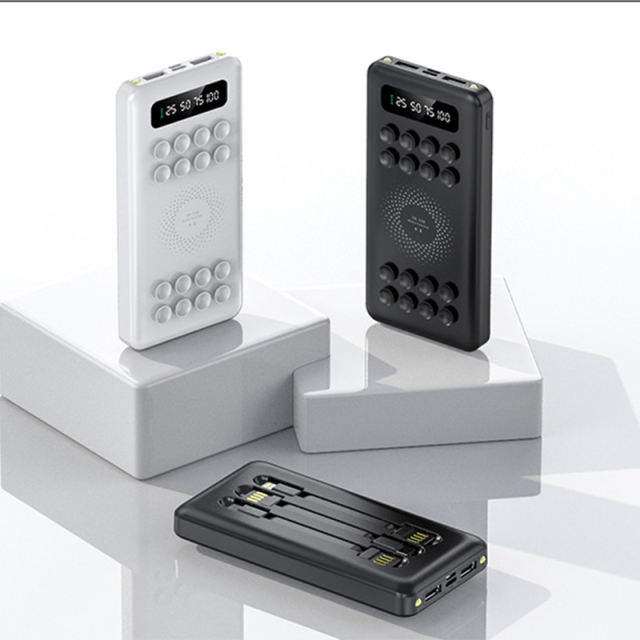 Suction Cup Wireless Charging Built in 3 cables 20,000mAh Large Capacity power bank RC-WP029