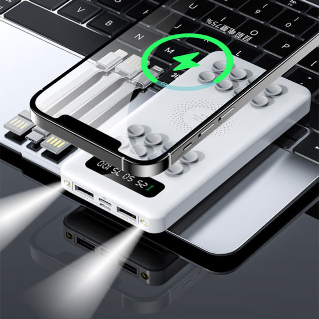 Suction Cup Wireless Charging Built in 3 cables 20,000mAh Large Capacity power bank RC-WP029