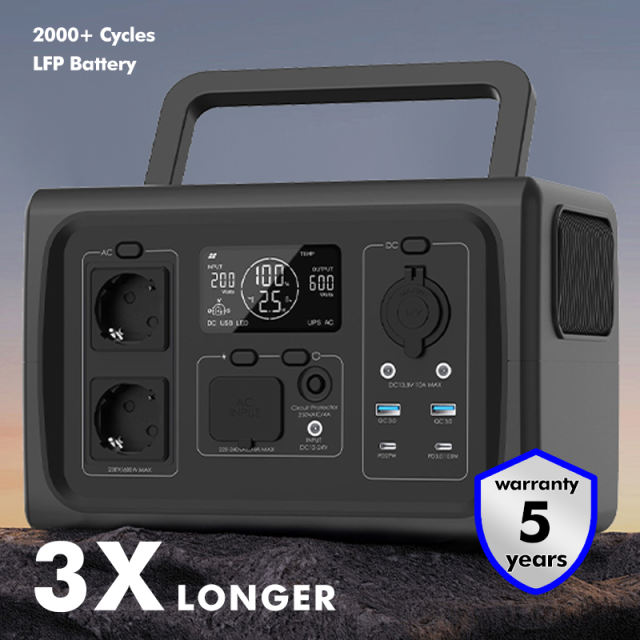 AC 600W output Outdoor Portable Power Station 160000mAh /3.2V Start Car Charging+Solar Panel Input RC-PP06