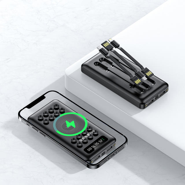 Suction Cup Wireless Charging Built in 3 cables 20,000mAh Large Capacity power bank RC-WP029