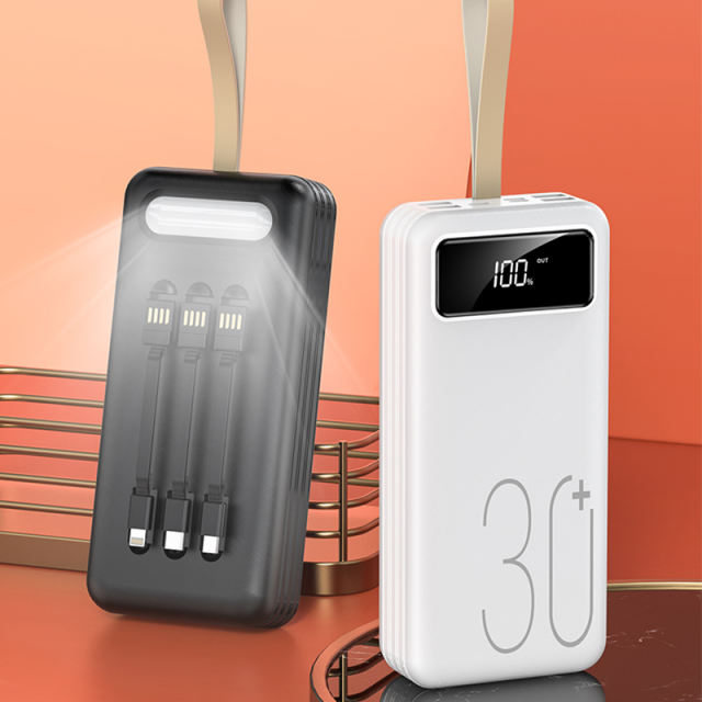 60,000mAh Large Capacity Power Bank Comes with 3 Detachable Data Cables RC-P601