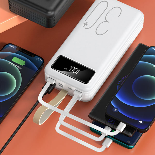 60,000mAh Large Capacity Power Bank Comes with 3 Detachable Data Cables RC-P601