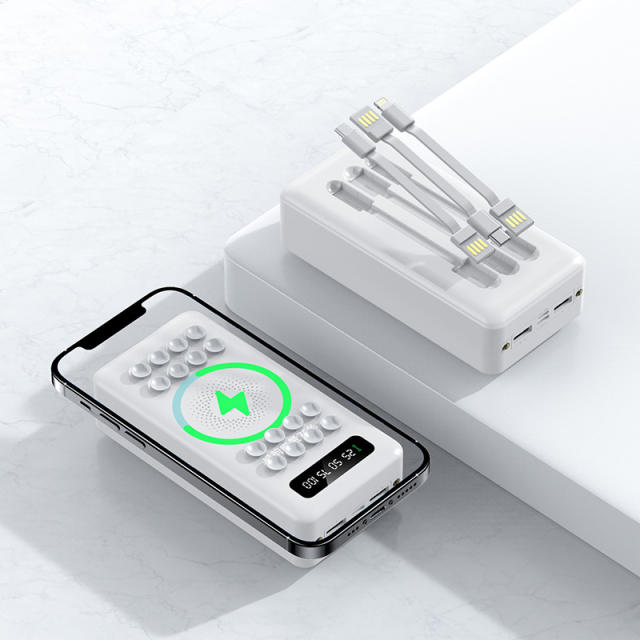 Suction Cup Wireless Charging Built in 3 cables 20,000mAh Large Capacity power bank RC-WP029