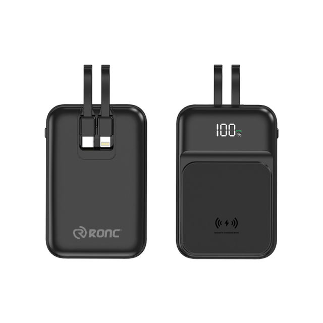 15W Magnetic Wireless Charging+22.5W super fast charging Built-in 2 Cables Mini power bank RC-WP028