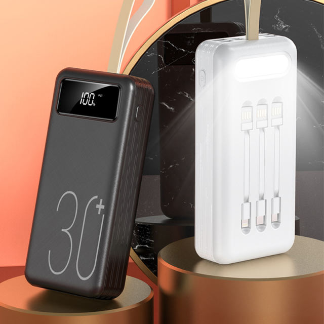60,000mAh Large Capacity Power Bank Comes with 3 Detachable Data Cables RC-P601