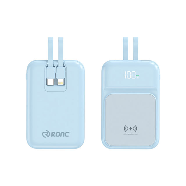15W Magnetic Wireless Charging+22.5W super fast charging Built-in 2 Cables Mini power bank RC-WP028