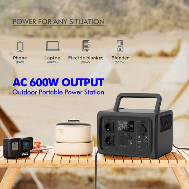 AC 600W output Outdoor Portable Power Station 160000mAh /3.2V Start Car Charging+Solar Panel Input RC-PP06