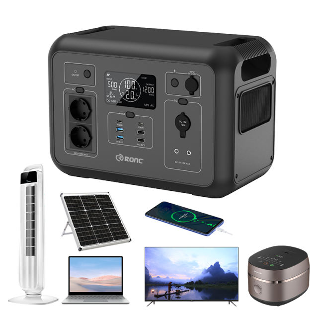 AC 1200W OUTPUT Outdoor Portable Power Station 315000mAh /3.2V Start Car Charging+Solar Panel Charging RC-PP07