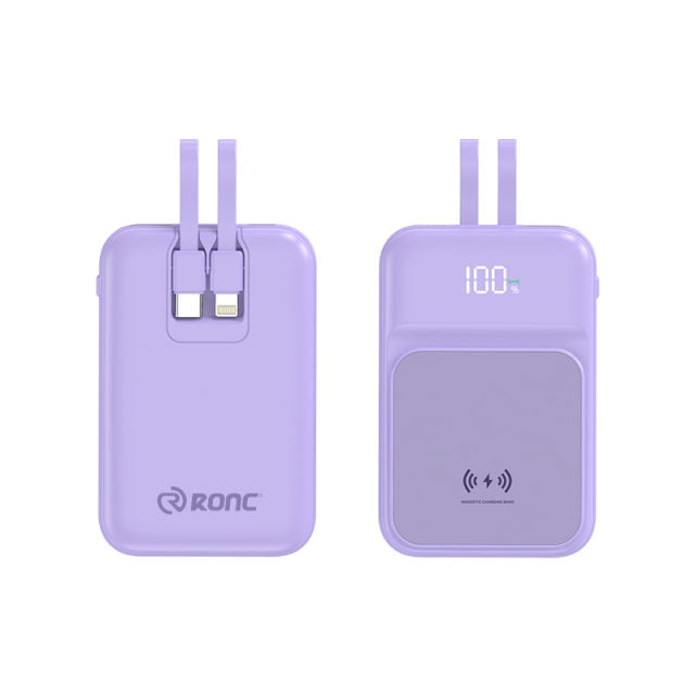 15W Magnetic Wireless Charging+22.5W super fast charging Built-in 2 Cables Mini power bank RC-WP028
