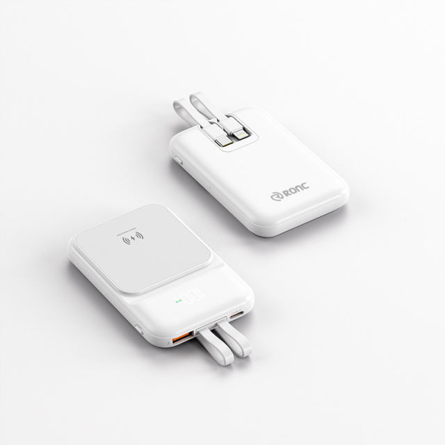 15W Magnetic Wireless Charging+22.5W super fast charging Built-in 2 Cables Mini power bank RC-WP028