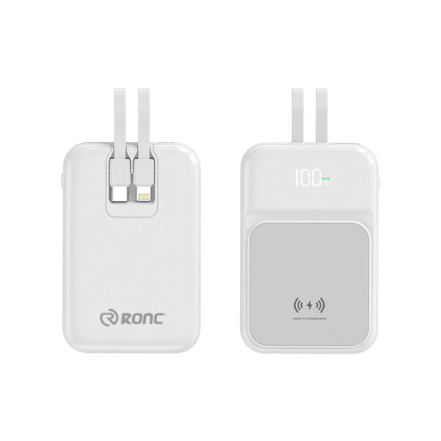 15W Magnetic Wireless Charging+22.5W super fast charging Built-in 2 Cables Mini power bank RC-WP028