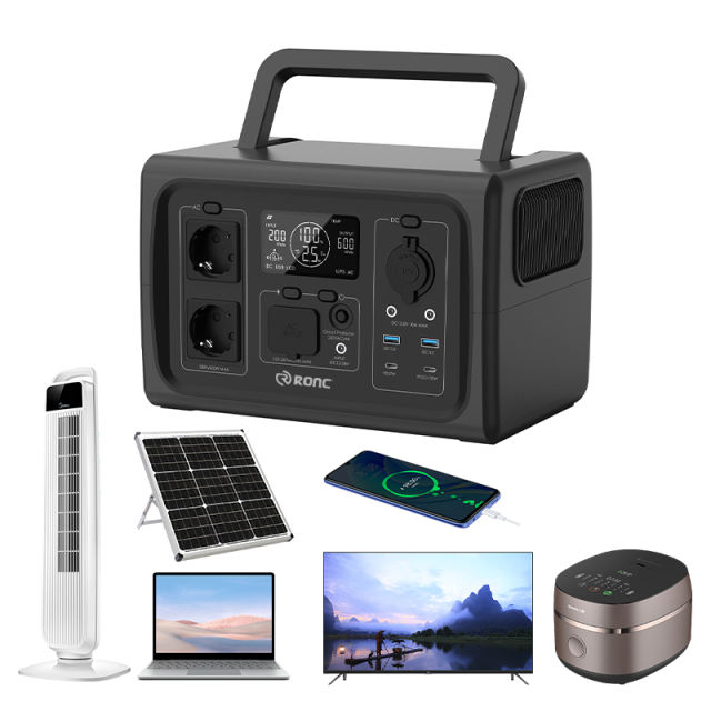 AC 600W output Outdoor Portable Power Station 160000mAh /3.2V Start Car Charging+Solar Panel Input RC-PP06