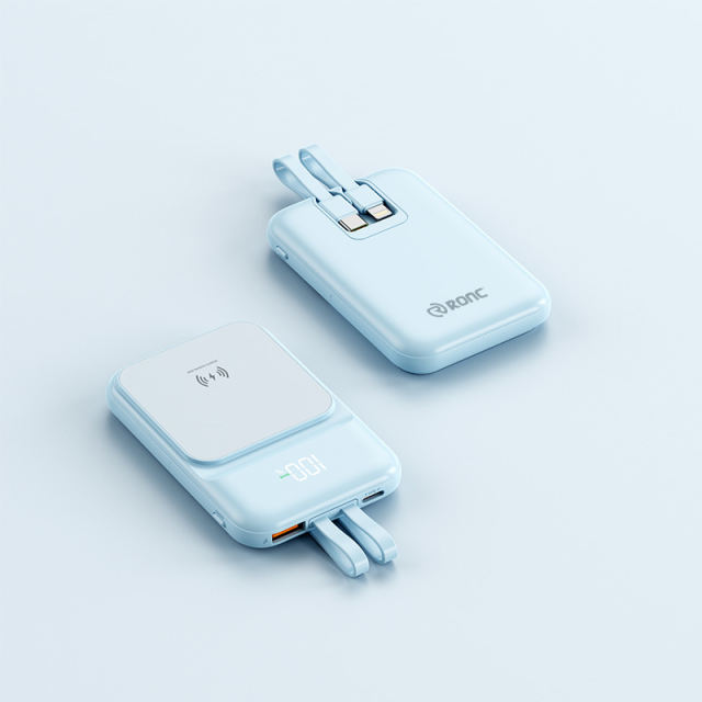 15W Magnetic Wireless Charging+22.5W super fast charging Built-in 2 Cables Mini power bank RC-WP028
