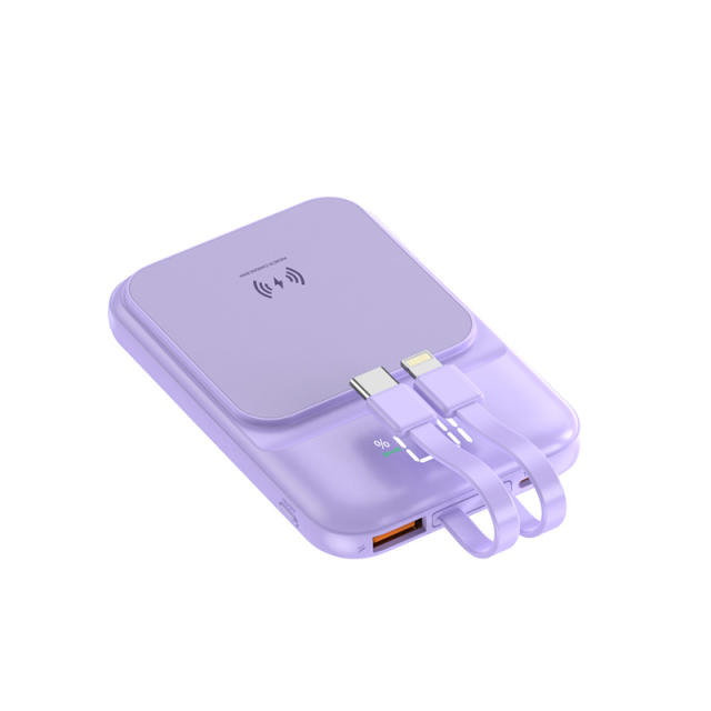 15W Magnetic Wireless Charging+22.5W super fast charging Built-in 2 Cables Mini power bank RC-WP028
